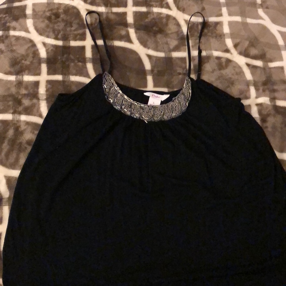 Beaded spaghetti strap top